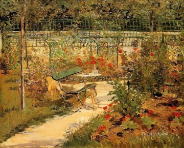  Autumn Painting - Bench in autumn Eduard Manet scenery